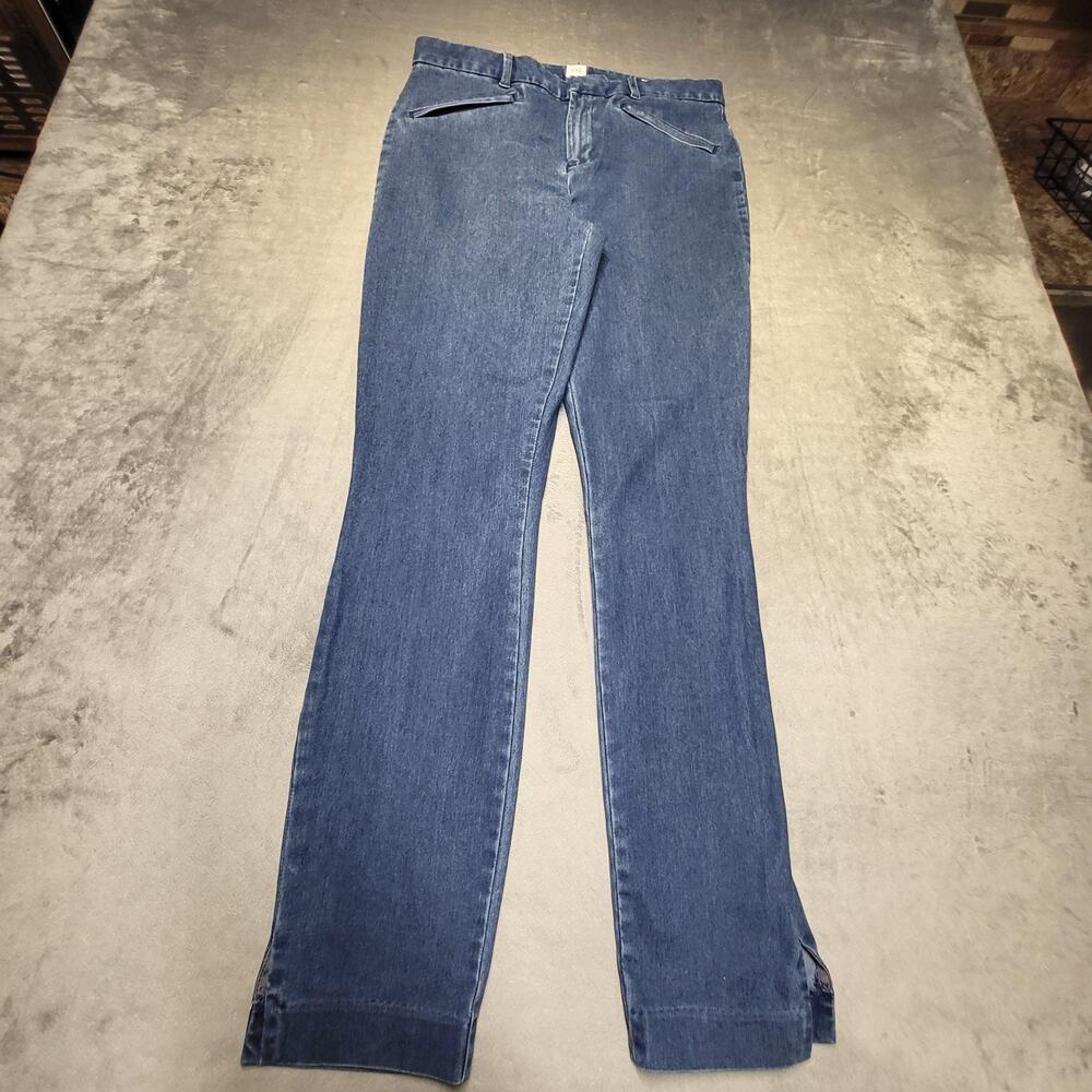 Gap Jeans Womens 10 Tall Blue Skinny Mid-Rise Medium Wash Ankle Slit Stretch